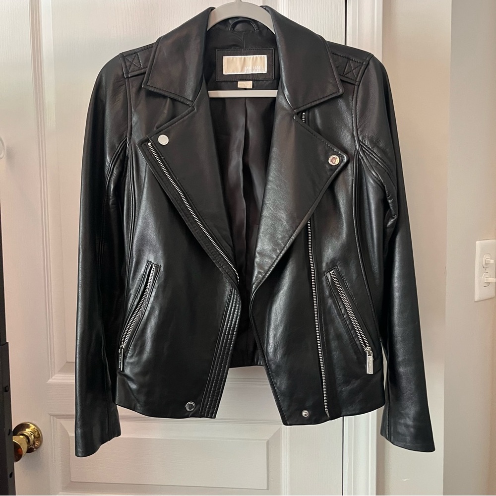Michael Kors Black Leather Moto Jacket